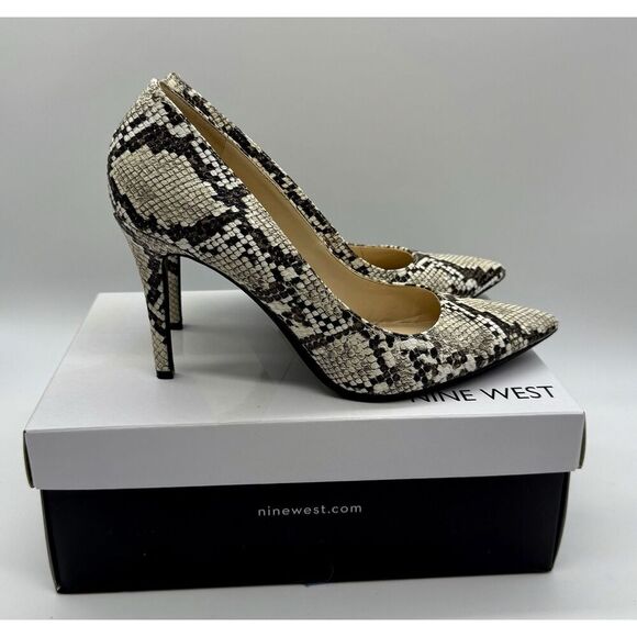 Nine West Stiletto Pumps Faux Snake Skin Ivory Multi Women’s Size 8.5 With Box - Picture 3 of 8